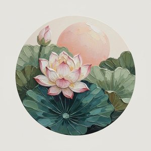 Ätherische Blüte In Salbei Und Pfirsich: Ein Monumentales Meditatives Impasto-meisterwerk