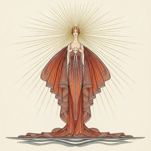 Strahlenndes Terrakotta-kleid In Gold Und Creme — Valentin Laurent De Courcey