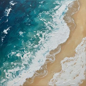 Marées Éphémères De Bleu Sarcelle Et De Sable Dans Un Chef-d'œuvre Sculptural En Impasto — David Moreau