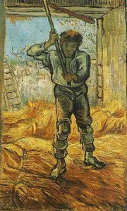 vincent willem van gogh - Thresher after Millet, The