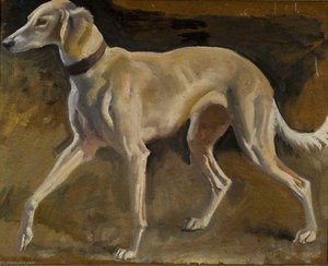 Studio Di Un Cane Per Lady Munnings Su Un Cavallo Grigio Da Caccia — Sir Alfred James Munnings
