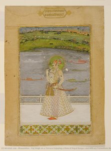 Raj Singh On A Terrace Enjoying A View Of Royal Barges And Military Formations Beyond — Bhavanidas