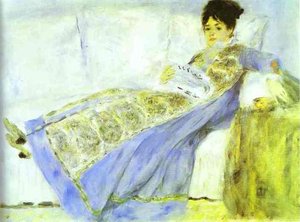 Mme. Monet Reading Le Figaro — Pierre-auguste Renoir, Impressionismus
