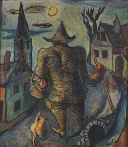 Man With Dog — David Davidovich Burliuk, Surrealism