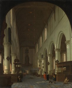 Interior Of The Oude Kerk In Delft From The Choir Toward The Portal, Cornelis De Man (attributed To), 1660 - 1690 — Cornelis De Man