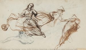 Paul Cézanne - Various Studies Including a Seated Nude, a Standing Woman, and an Embracing Couple