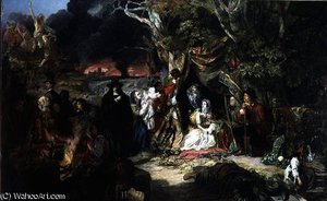 Highgate Fields During the Great Fire of London