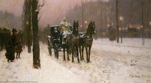 Street Scene With Hansom Cab — Frederick Childe Hassam