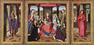 Die Jungfrau Mit Kind Sowie Heilige Und Stifter (das Donne-triptychon) — Hans Memling, Frühnetralandische Malerei