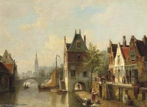 A Capriccio View Of A Canal In Alkmaar — Cornelis Christiaan Dommelshuizen, Dutch Golden Age