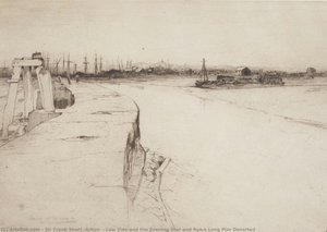 Low Tide And The Evening Star And Rye’s Long Pier Deserted — Sir Frank Short (artist)