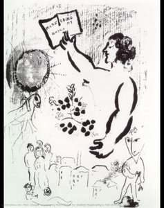 Marc Chagall - Zeichnung von Marc Chagall zum 70. Geburtstag Vladimir Mayakovsky