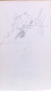 Small Landscape, Two Faces Leaning Right — John La Farge, Other