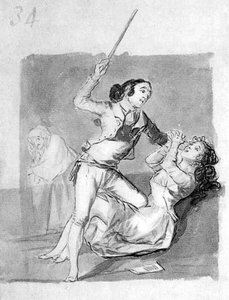 Donna Battuta Con Un Bastone — Francisco José De Goya Y Lucientes