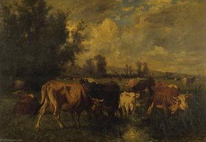 Cattle In A Field — Émile Van Marcke De Lummen