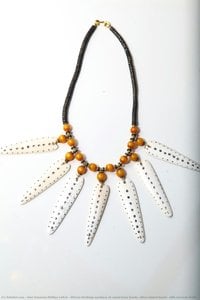 African Heritage Necklace Of Camel Bone Beads, Silver Plated Beads, With Coconut Shells — Alan Donovan