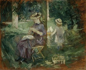 A Woman And Child In A Garden — Berthe Morisotová, Impressionist Movement