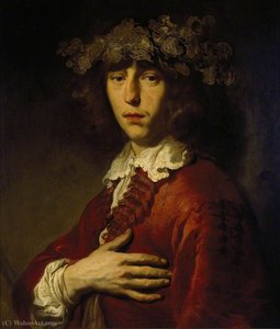 A Young Man Wearing A Wreath Of Vine Leaves — Jacob Adriaensz Backer