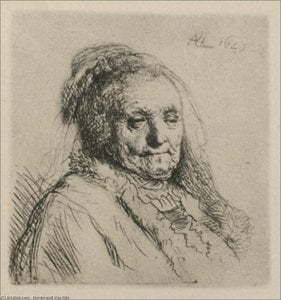 Bust Of An Old Woman, Rembrandt's Mother — Rembrandt Van Rijn, Dutch Golden Age