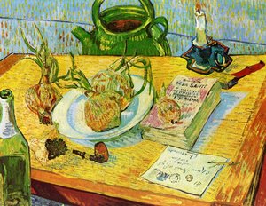 Vincent Willem Van Gogh - Still Life: Drawing Board, Pipe, Onions Og Sealering Voks