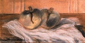 Žoržas Brakas - Still life with apples 2