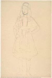Girl Standing With Her Hands Resting On Her Hip (study For The Portrait — Gustav Klimt