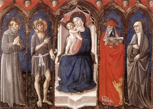 niccolò da foligno - Madonna with Child and Four Saints