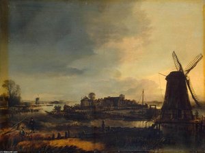 阿特·范·德·内尔 - Landscape with Windmill