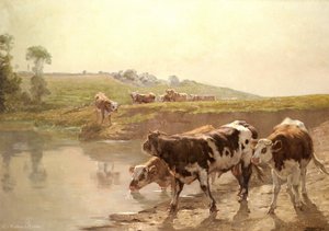 Cattle In A Pasture — Wenceslas Vacslav Brozik