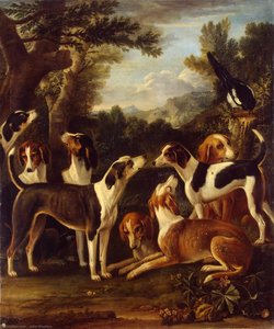 John Wootton - Hounds and a Magpie