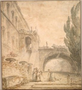 A Palace With An Arched Bridge — Хуберт Роберт