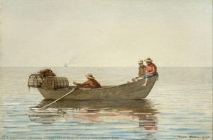Winslow Homer - Tre Ragazzi in una Dory con Mulinetti da Granchio