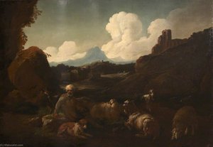 Peasant Attending Sheep — Jacopo Bassano