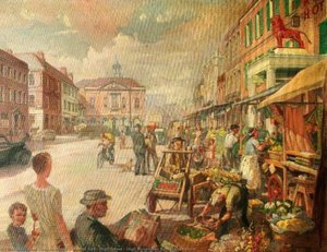 Victor Elford - Market Day, High Street, High Wycombe, Buckinghamshire