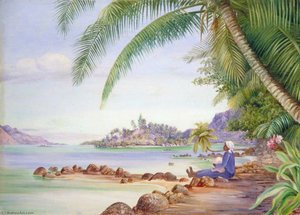 Marianne North - View of Round Island and a Part of St Anne's from Quarantine Island