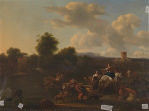 The Cattle Ferry, Nicolaes Pietersz Berchem (copy After), 1700 - 1799 — Nicolaes Berchem