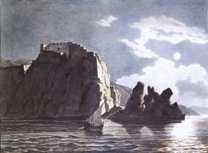 Cliffs And Moon At Night — Karl Pavlovich Bryullov