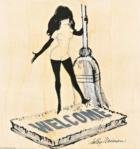 Femlin Sweeping Welcome Mat (cartoon For 'playboy's Party Jokes', Playboy, May 1967) — Leroy Neiman