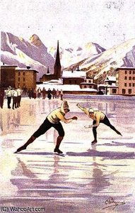 Skaters Racing On The Ice Rink At Davos — Carlo Pellegrini