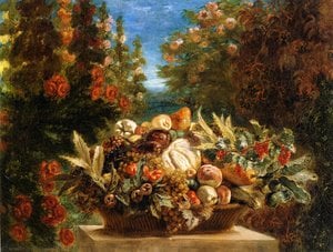 Eugène Delacroix - Still Life with Flowers and Fruit