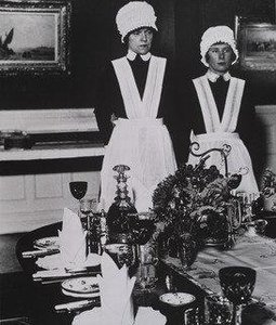 Parlourmaid And Under Parlourmaid Ready To Serve Dinner — Bill Brandt
