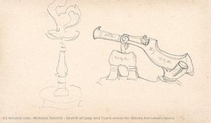 Sketch Of Lamp And Tsar-cannon For Rimsky-korsakovs Opera — Nikolai Roerich