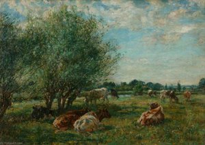 Purchase a giclee of Fen Meadows with Cattle - William Mark Fisher