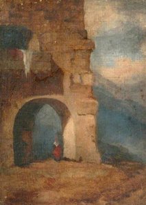 Italian Peasant In Stone Archway — Louisa Starr Canziani