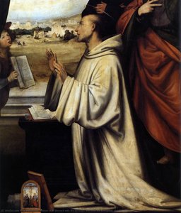 Fra Bartolomeo - Vision of St Bernard with Sts Benedict and John the Evangelist (detail)