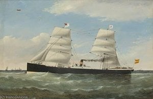 Ουίλιαμ Χ. Γιορκ - The Steam And Sail Vessel S.S. Emiliano At Sea
