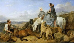 Mr. and Mrs. John Naylor with a Keeper and a Dead Stag - Richard Ansdell