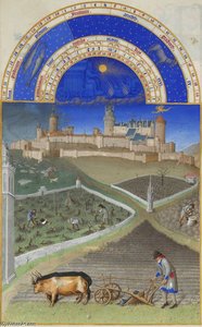 Les Tres Riches Heures Du Duc De Berry- Mars (march). Illumination On Vellum. 22.5 X 13.6 Cm. Musee Conde, Chantilly, France — Pol De Limbourg
