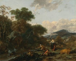 A Landscape With Figures — Nicolaes Pietersz Berchem, Dutch Golden Age