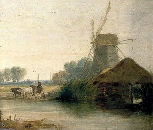 River Scene With Mill — Alfred Stannard